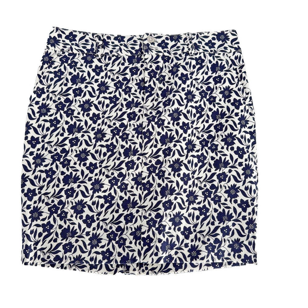 Chaps Navy White Floral Mini Skirt Womens 4 Cotton Pique Casual Preppy